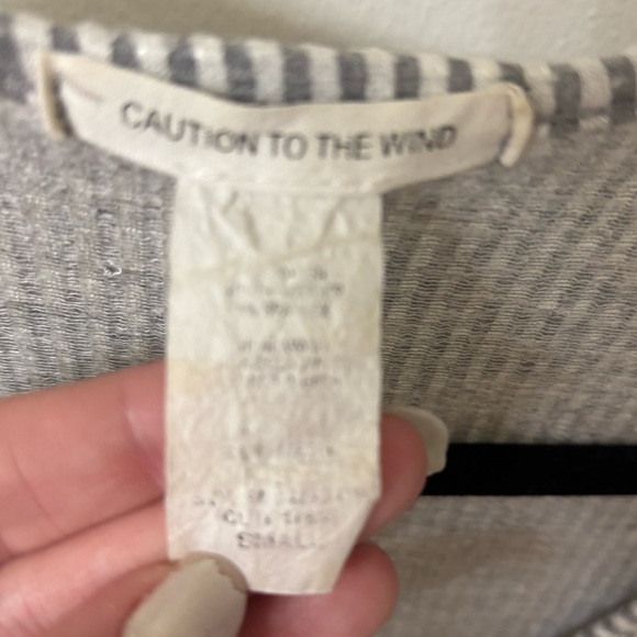 Caution To The Wind Gray Striped Wrap Blouse - Picture 2 of 3